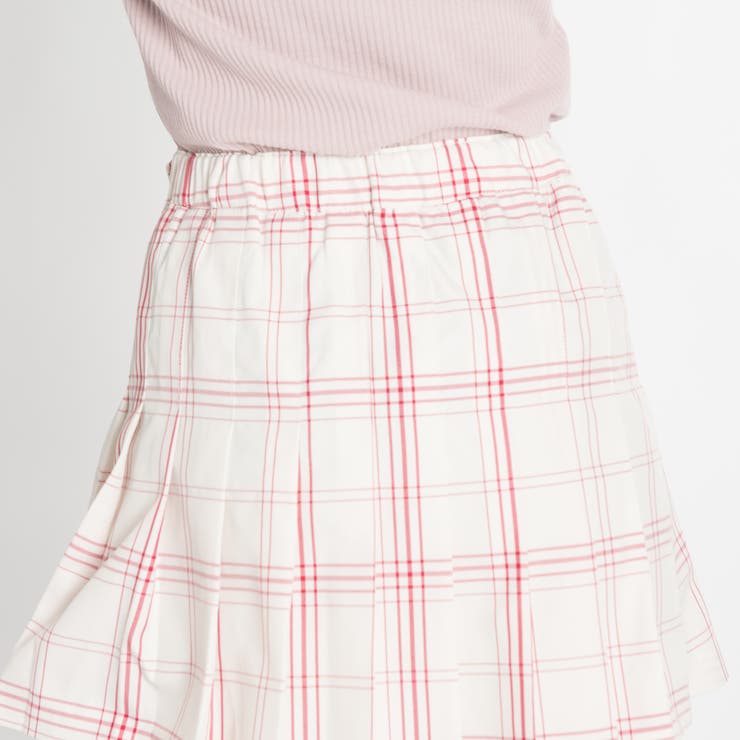 23GOLF プリーツスカート ホワイト/レッドチェック チェックプリーツミニスカート BS18SP12-L027[品番：WG010027472