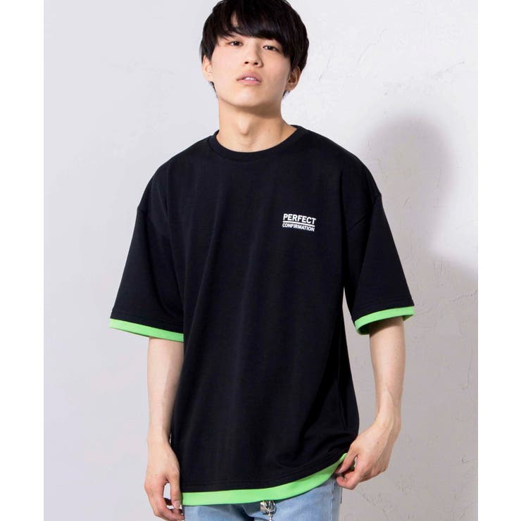 ブラック | レイヤードロゴ5分袖BIGT BV20SM04-M2296 | WEGO【MEN】