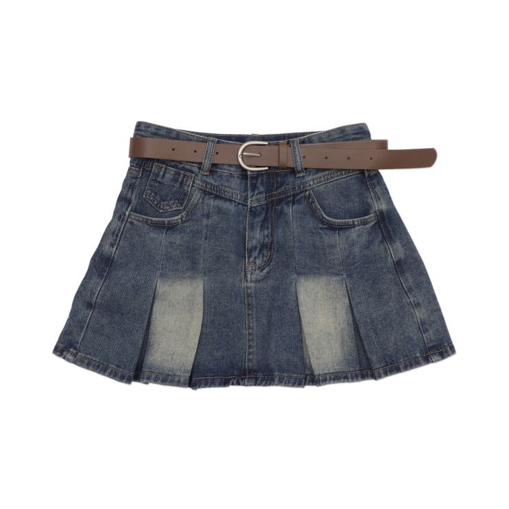 デニム中濃色 | タックプリーツデニムミニスカパン | WEGO【WOMEN】