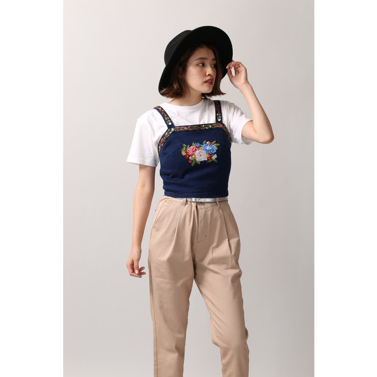 【低身長向け】レトロ刺繍デニムビスチェ[品番：WG010021402]｜WEGO【WOMEN】（ウィゴー）のレディースファッション通販｜SHOPLIST（ショップリスト）