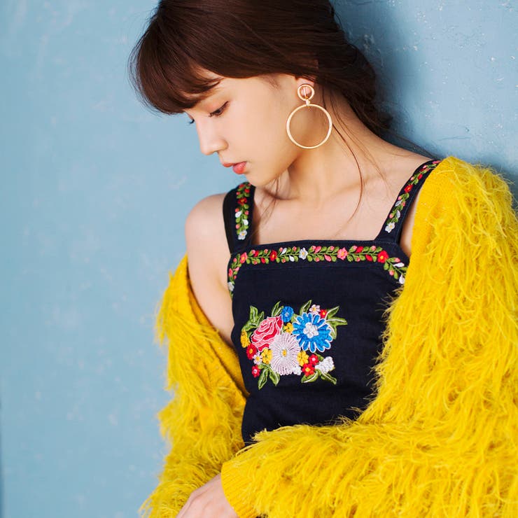 【低身長向け】レトロ刺繍デニムビスチェ | WEGO【WOMEN】 | 詳細画像1 