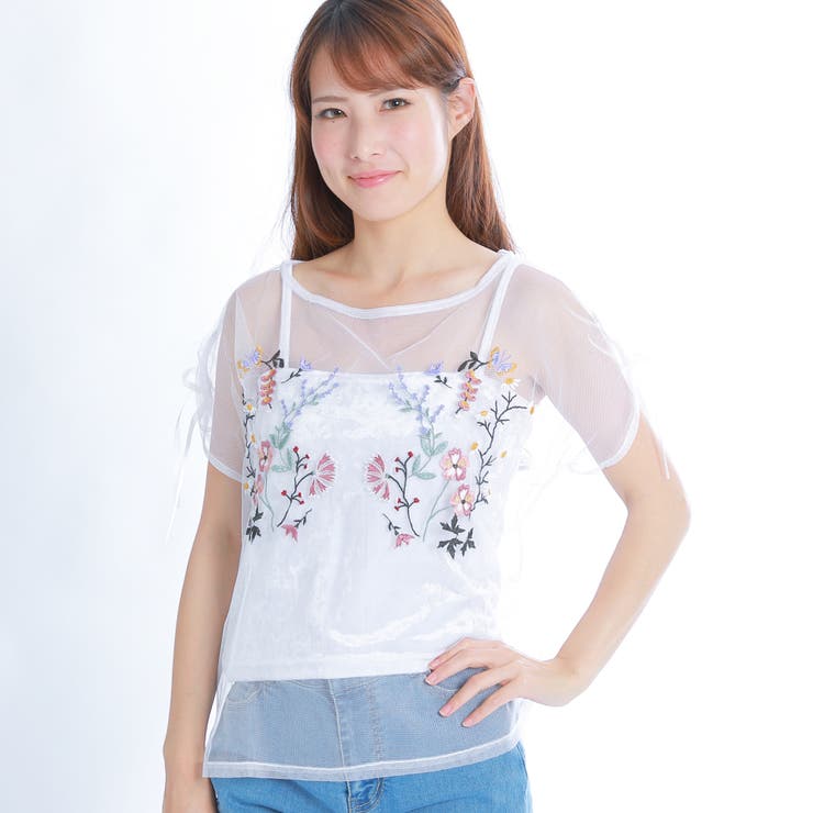 AR24310＊刺繍ビジュートップキャミドレスwhM AR24310＊刺繍ビジュートップキャミドレスwhM
