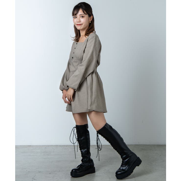 低身長向け】【低身長向けチェックミニワンピース DU20WN10