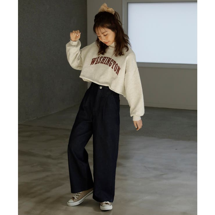 低身長向け】プレーンハイウエストワイドパンツ[品番