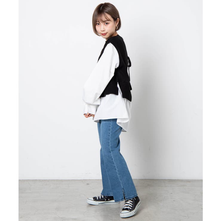 低身長向け】プレーンフレアデニム[品番：WG010078525]｜WEGO