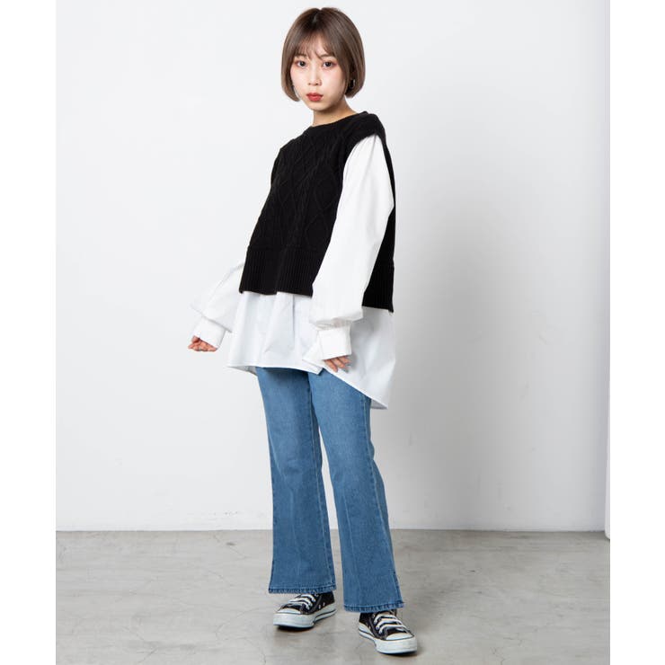 低身長向け】プレーンフレアデニム[品番：WG010078525]｜WEGO