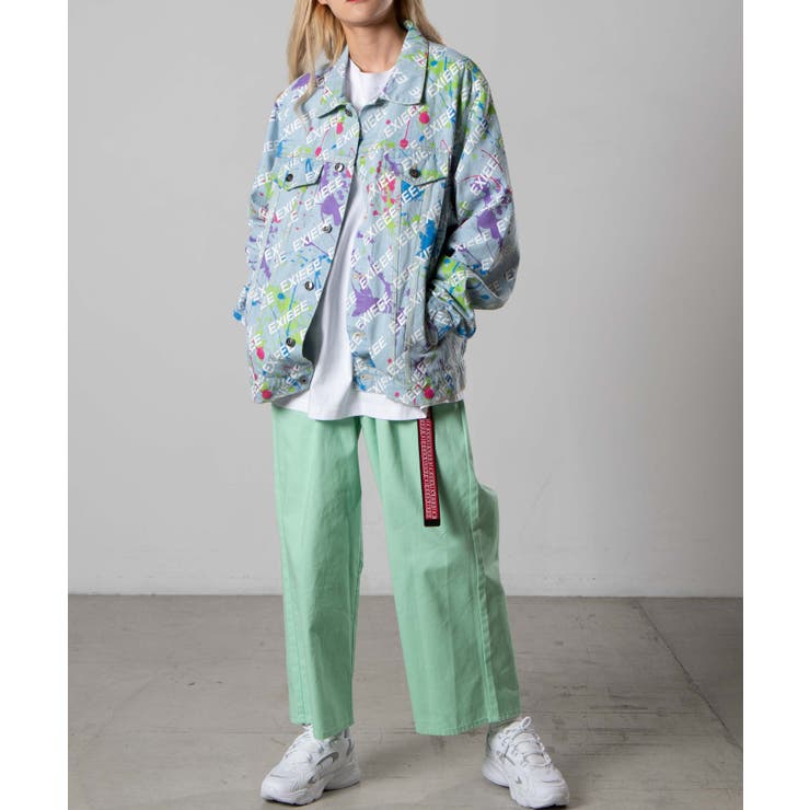 【EXIEEE】ロゴ総柄ペイントBIGデニムジャケット[品番：WG010078318]｜WEGO【WOMEN】（ウィゴー）のレディースファッション通販｜SHOPLIST（ショップリスト）