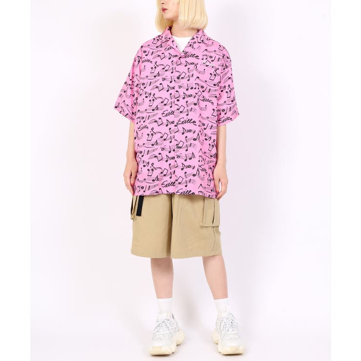 オーイーシー 音符柄オープンカラーシャツ EXIEEE イグジー[品番：WG010085169