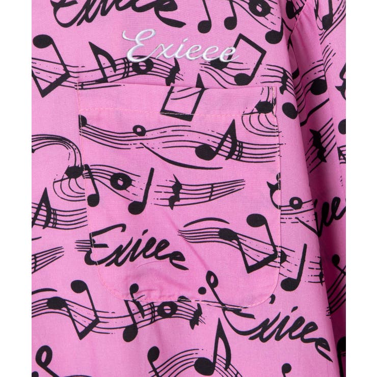 音符柄オープンカラーシャツ EXIEEE イグジー[品番：WG010085169