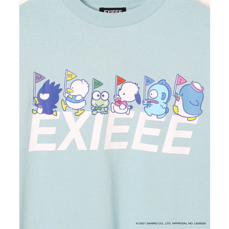 EXIEEE】サンリオキャラクターズコラボはぴだんぶいロゴTシャツ