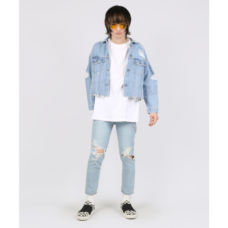 レディース トップス ジャケット アウター デニム ダメージ G