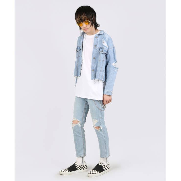 Figments】ダメージデニムジャケット[品番：WG010075598]｜WEGO
