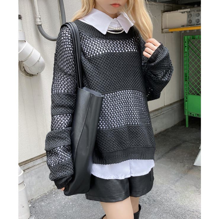 Figments】メッシュボーダーニット[品番：WG010082704]｜WEGO