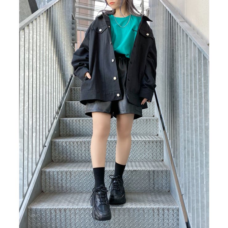 【韓国ファッション】ＰＵレザー パンチングフレア ブラック ♍PUレザー ショートパンツ □ブラウン 韓国ファッション 15%OFF