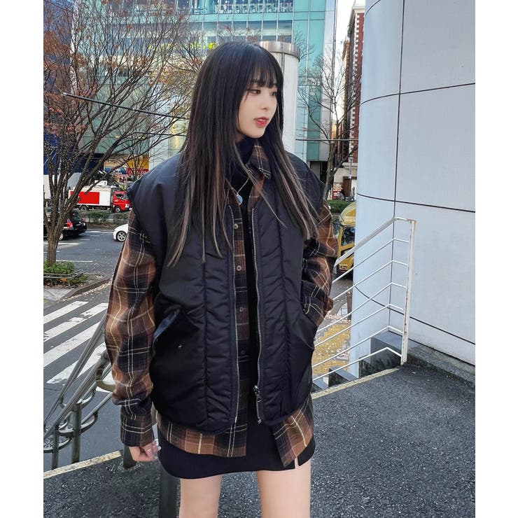 Figments】リバーシブルミリタリーベスト 韓国 韓国ファッション[品番