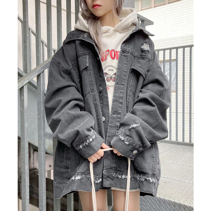 オーバーデニムジャケット 韓国 韓国ファッション[品番：WG010083930