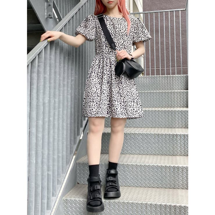 Figments】レオパードミニワンピース 韓国 韓国ファッション 大人[品番