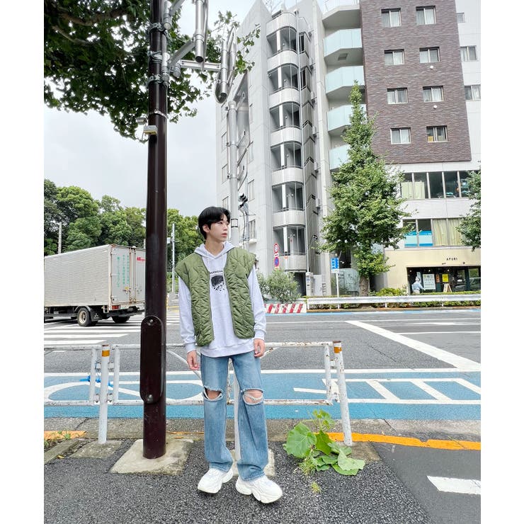 MM:OPTION デストロイ デニムパンツ セール】デストロイブラックワイドデニム（デニムパンツ