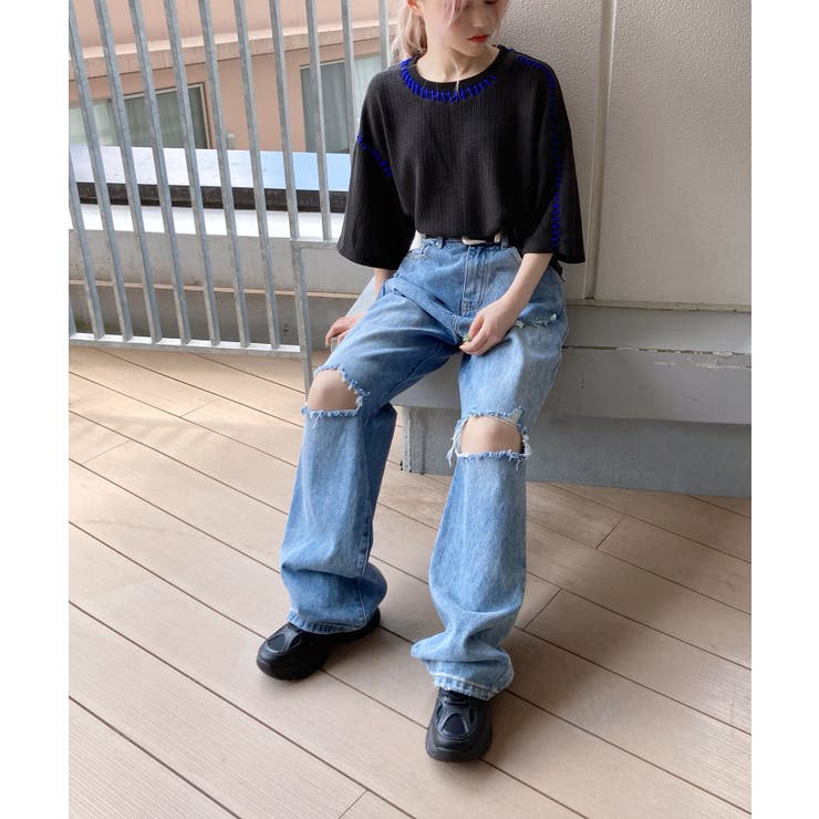 【Figments】デストロイデニムバギーパンツ 韓国 韓国ファッション 大人 | WEGO【WOMEN】 | 詳細画像8 