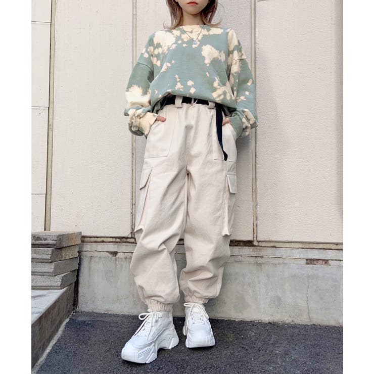 CLANE ホワイト カーゴパンツ ベルト付き Figments】ベルト付きカーゴパンツ[品番：WG010079182]｜WEGO