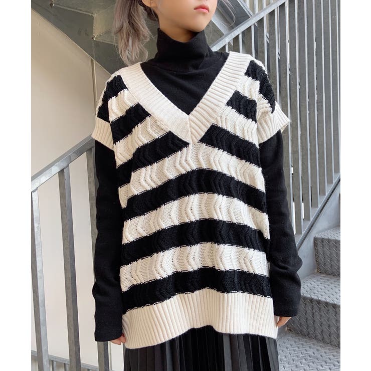 OURLEGACY ボーダーニットベスト OURLEGACY ボーダーニットベスト 楽天市場】ニットベスト レディース