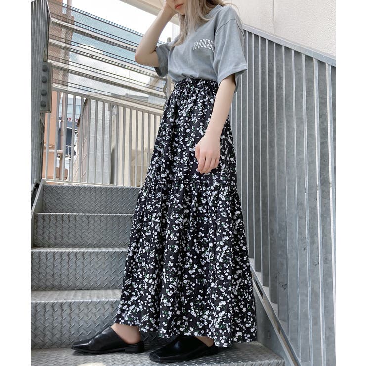 【新品】Chloe 花柄ロングスカート Aletta vita スカート フレア 花柄 フラワー モノトーン 大人 柄