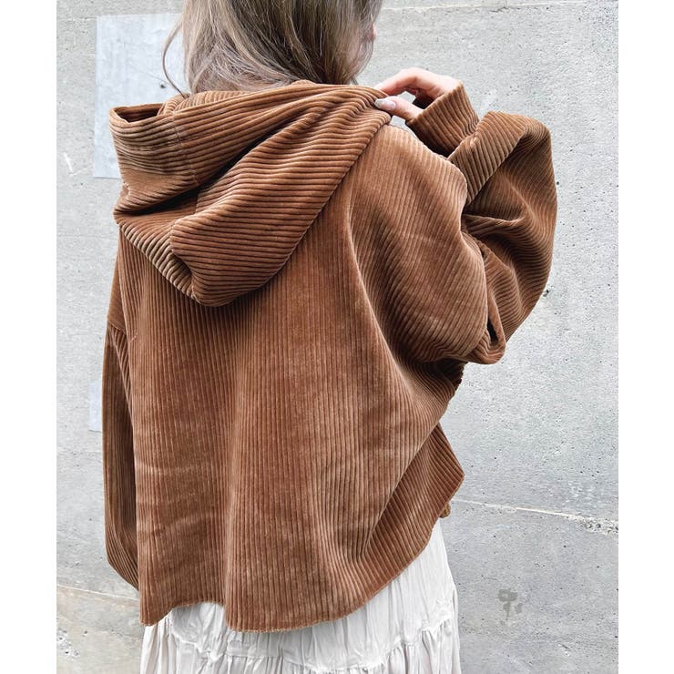 RILY　コーデュロイパーカー　白　サイズL コーデュロイクロップドパーカー 韓国 韓国ファッション[品番