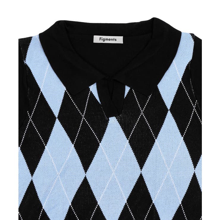 ニット Wego アーガイルポロニット 即納 最大半額 アーガイルポロニット