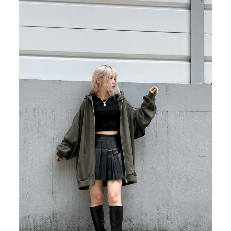 カーキ | 【新色】【Figments】ビッグZIPパーカー 韓国 韓国ファッション | WEGO【WOMEN】