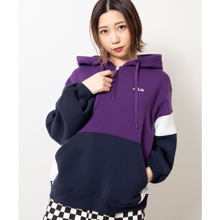 FILA別注切替ハーフジップパーカー[品番：WG010071342]｜WEGO【WOMEN】（ウィゴー）のレディースファッション通販｜SHOPLIST（ショップリスト）