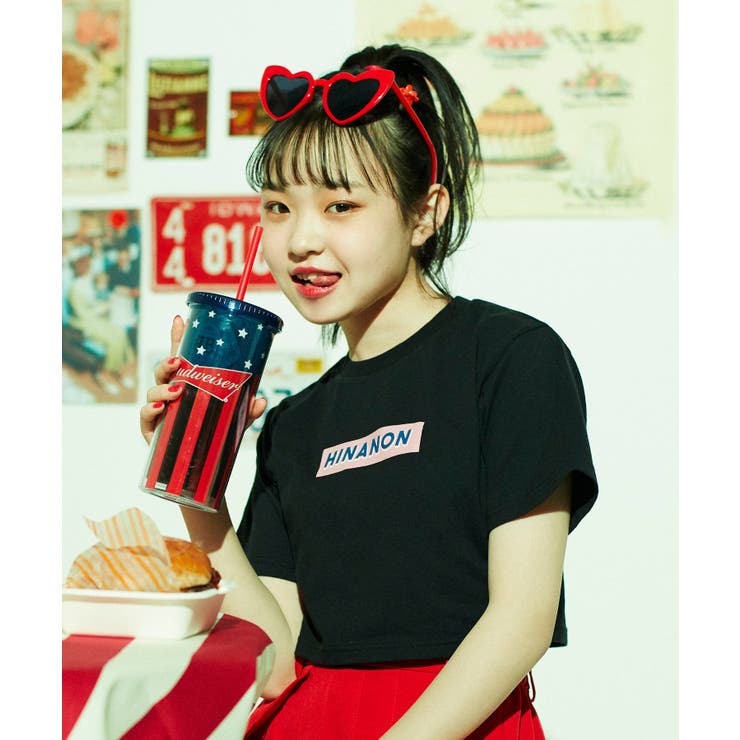 HinanonロゴクロップドTシャツ 韓国 韓国ファッション