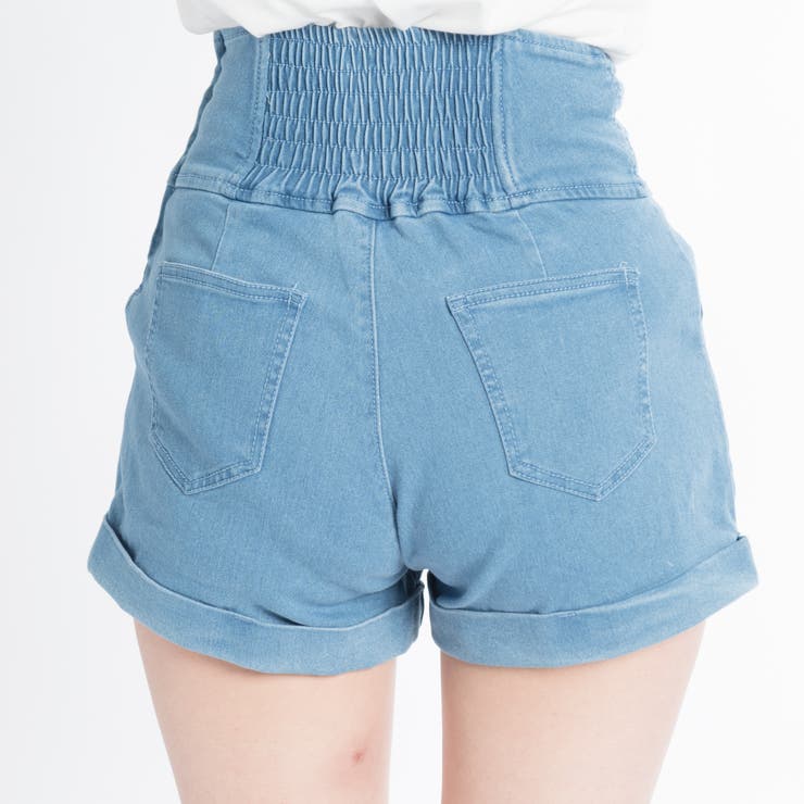 デニムショートパンツ ダークブルー レース付き - メルカリ