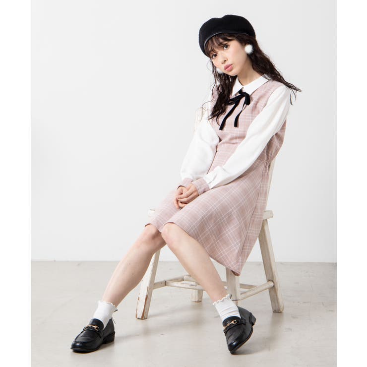 ベロアリボン襟付キチェックワンピース Js19wn11 L6943 品番 Wg Wego Women ウィゴー のレディースファッション通販 Shoplist ショップリスト