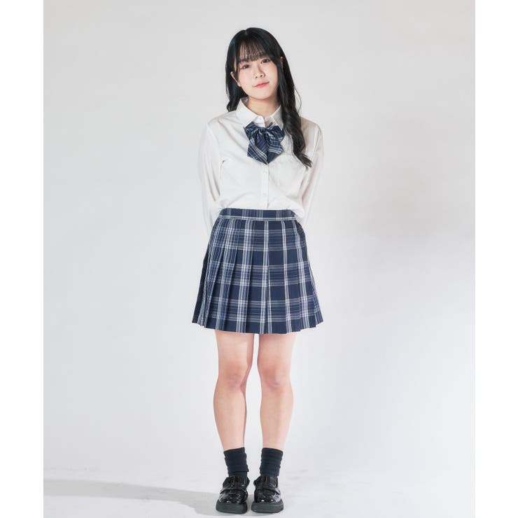 制服スカート 制服 プリーツスカート 紺色スカート チェック WEGO