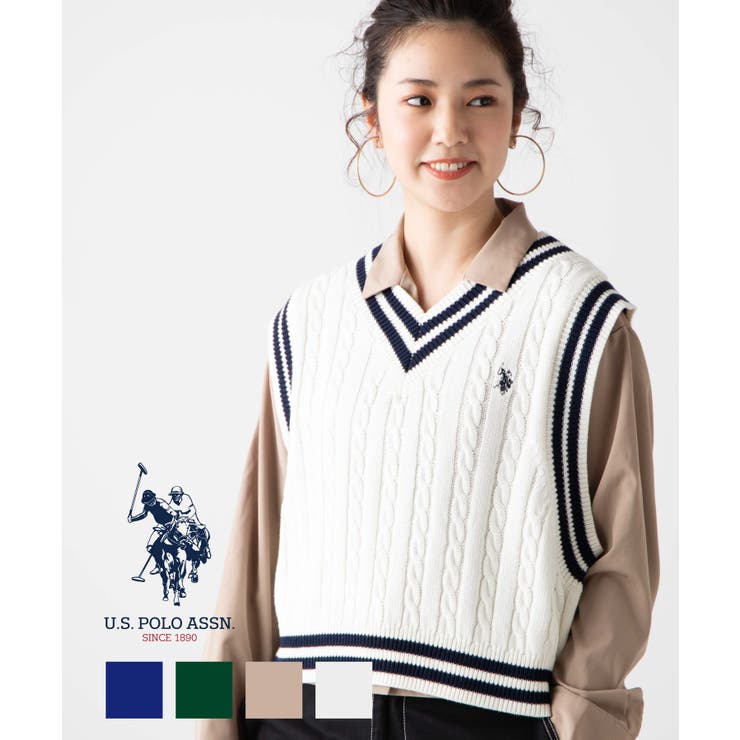 U.S POLO ASSN 新品 スクールベスト M ベージュ - ベスト