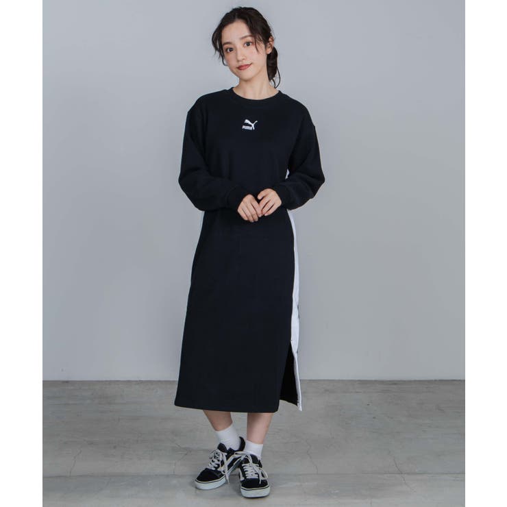 PUMA×SNIDEL コラボ スウェットワンピース ミニ丈 裏起毛 ハイネック スナイデル＞グローバルスポーツブランド「PUMA」との