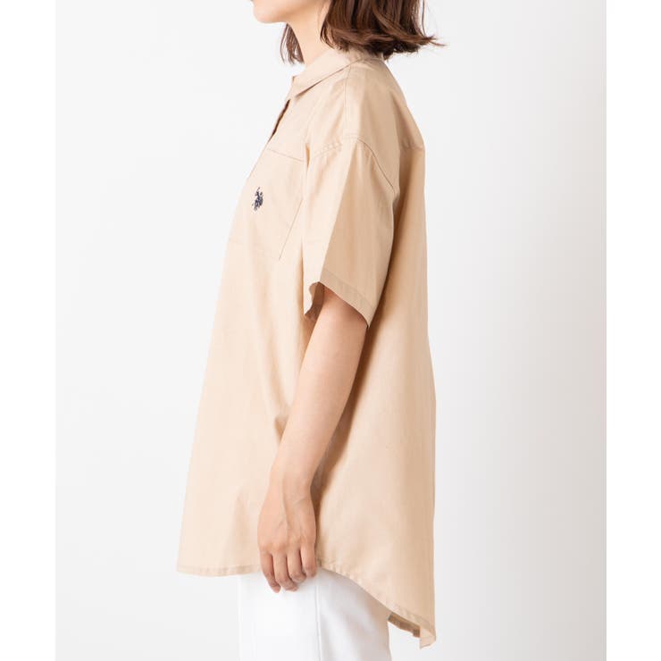 美品 2023AW ポリウールツイル ハーフスリーブ半袖シャツ