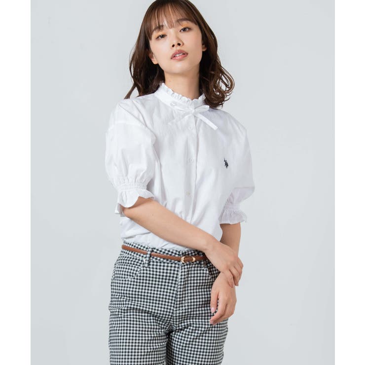 USPOLOスタンドフリルブラウス [品番：WG010079204]｜WEGO【WOMEN