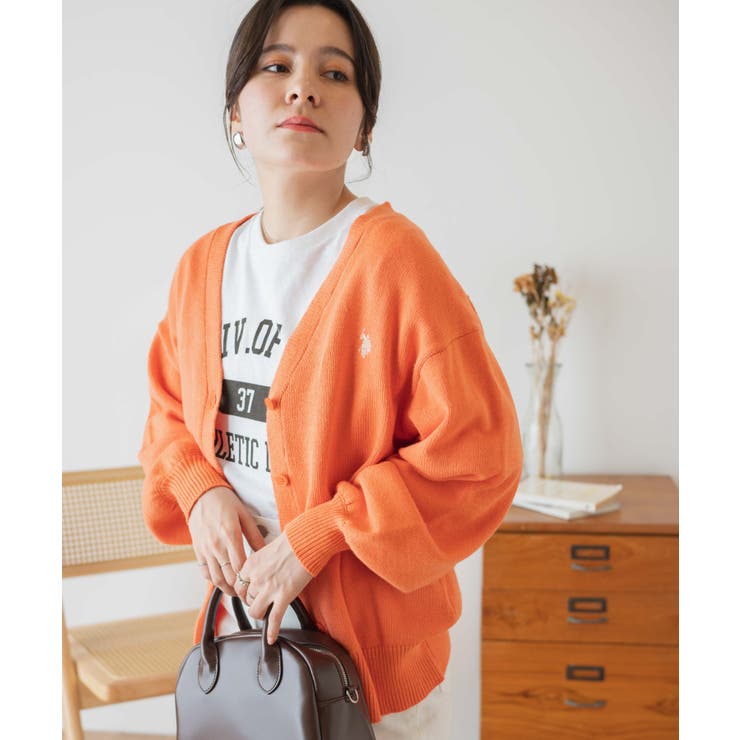 VICOLO 売れ筋商品|||ヴィコロ カーディガン アウター レディース Cardigans Orange ヴィコロ ViCOLO Vネックリブカーディガン （Arancio