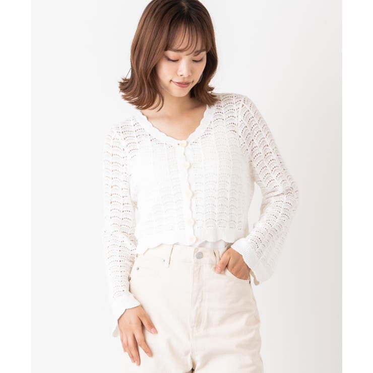 透かし編み裾フリルカーディガン[品番：WG010081774]｜WEGO【WOMEN