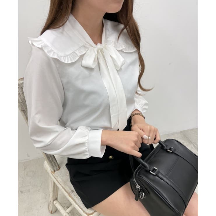 ワンダフルワールド カネコイサオ アイボリー ブラウス フリル襟 ワンダフルワールド カネコイサオ アイボリー ブラウス フリル襟