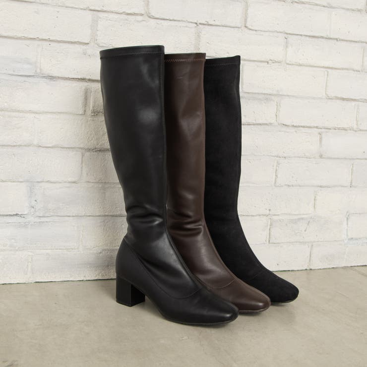 ALDO*異素材MIX*ストレッチ*スッキリシルエット/ロングブーツ ストレッチレザーロングブーツ | ブーツ | Noela OFFICIAL WEB STORE