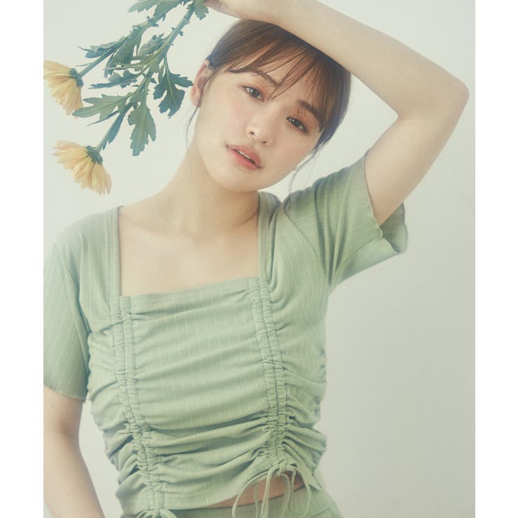 シャーリングトップス&フレアパンツセットアップ 韓国 韓国ファッション | WEGO【WOMEN】 | 詳細画像1 