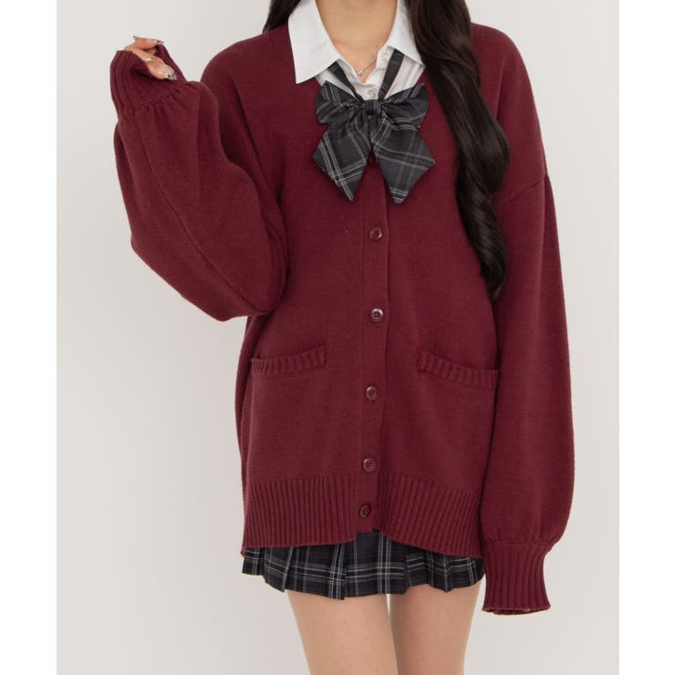 レッドワイン | スクールニットカーディガン 制服カーディガン オーバーサイズ | WEGO【WOMEN】