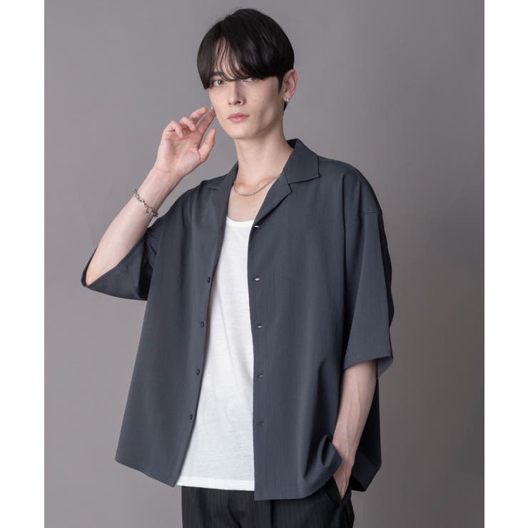 チャコール | クレープオープンカラーシャツ（SS） | WEGO【MEN】