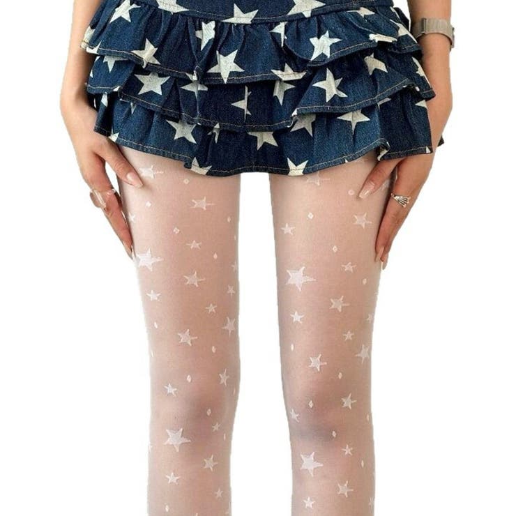 ホワイト | スター柄シアータイツ | WEGO【WOMEN】