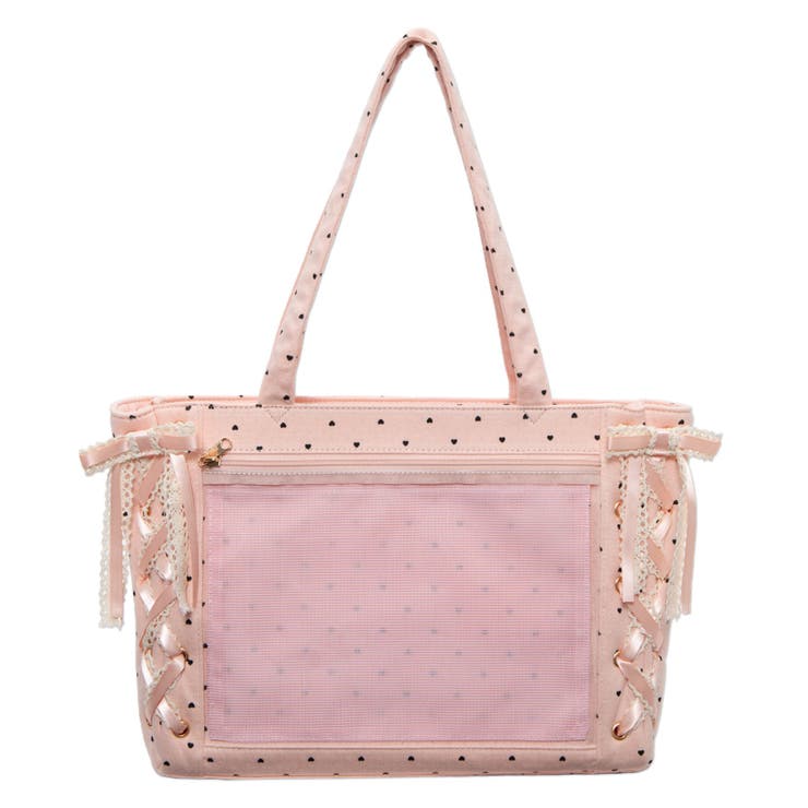 Lピンク：ハートドット | ガーリーレースアップ痛バッグS | WEGO【WOMEN】