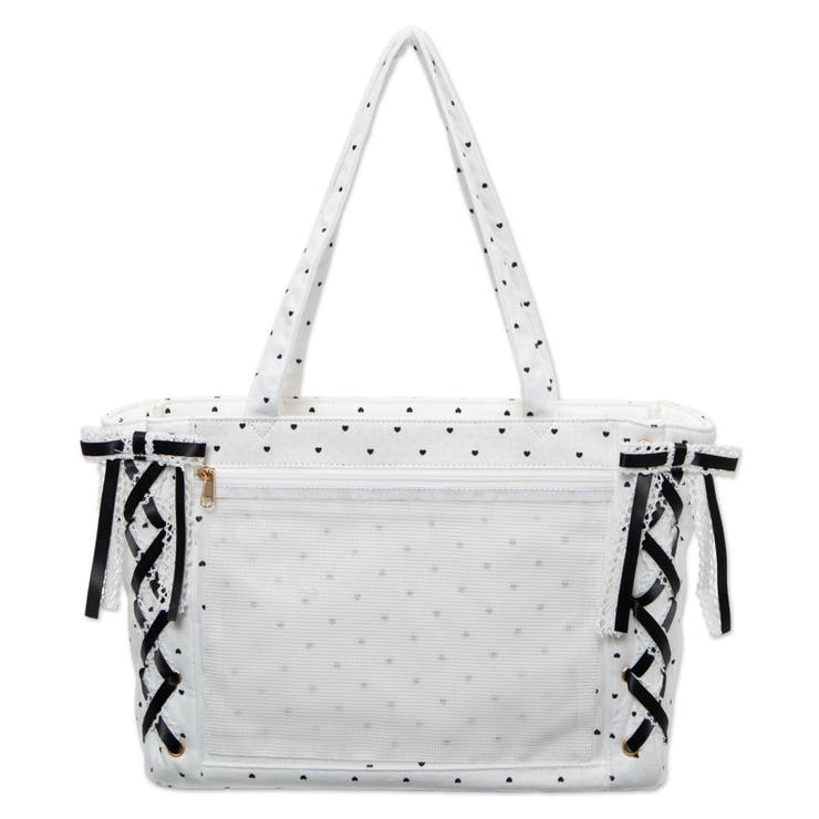 ホワイト：ハートドット | ガーリーレースアップ痛バッグS | WEGO【WOMEN】