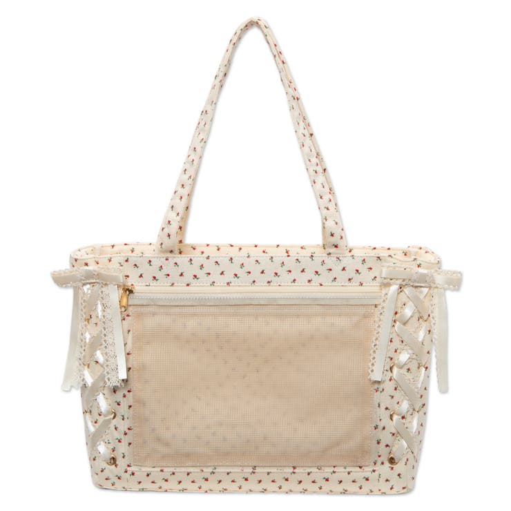 ホワイトアイボリー：花柄 | ガーリーレースアップ痛バッグS | WEGO【WOMEN】