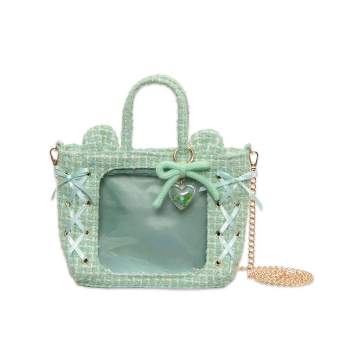 グリーン | 耳付きツイードレースアップミニぬいショルダー | WEGO【WOMEN】